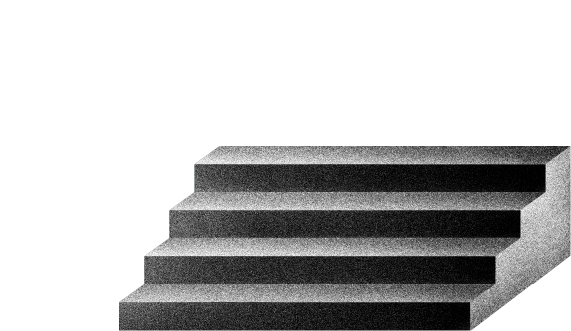 Stairs pointing up to moon leading out of pit of fire